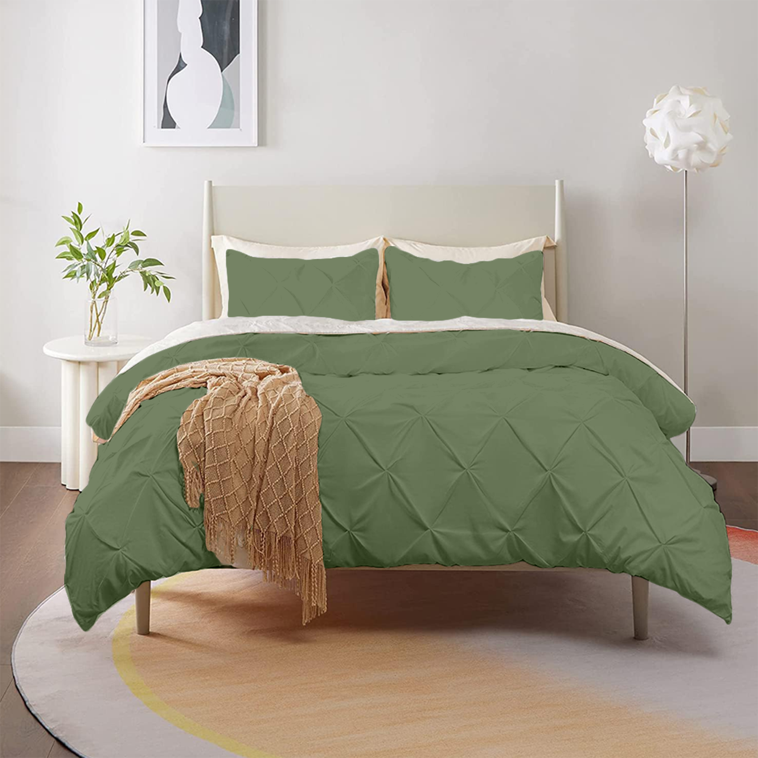 Moss Green Pintuck Duvet Covers