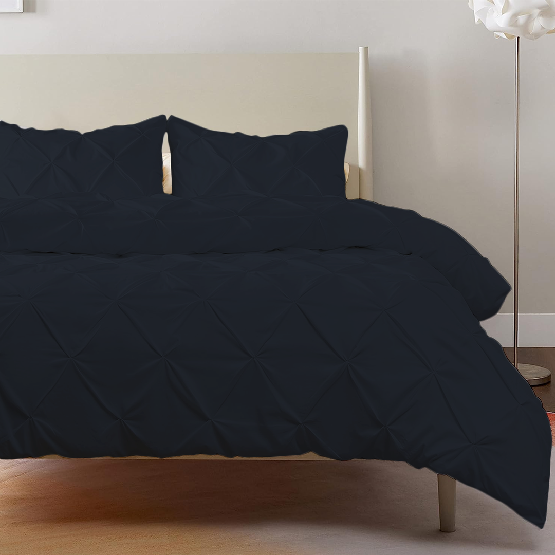 Navy Blue Pintuck Duvet Cover