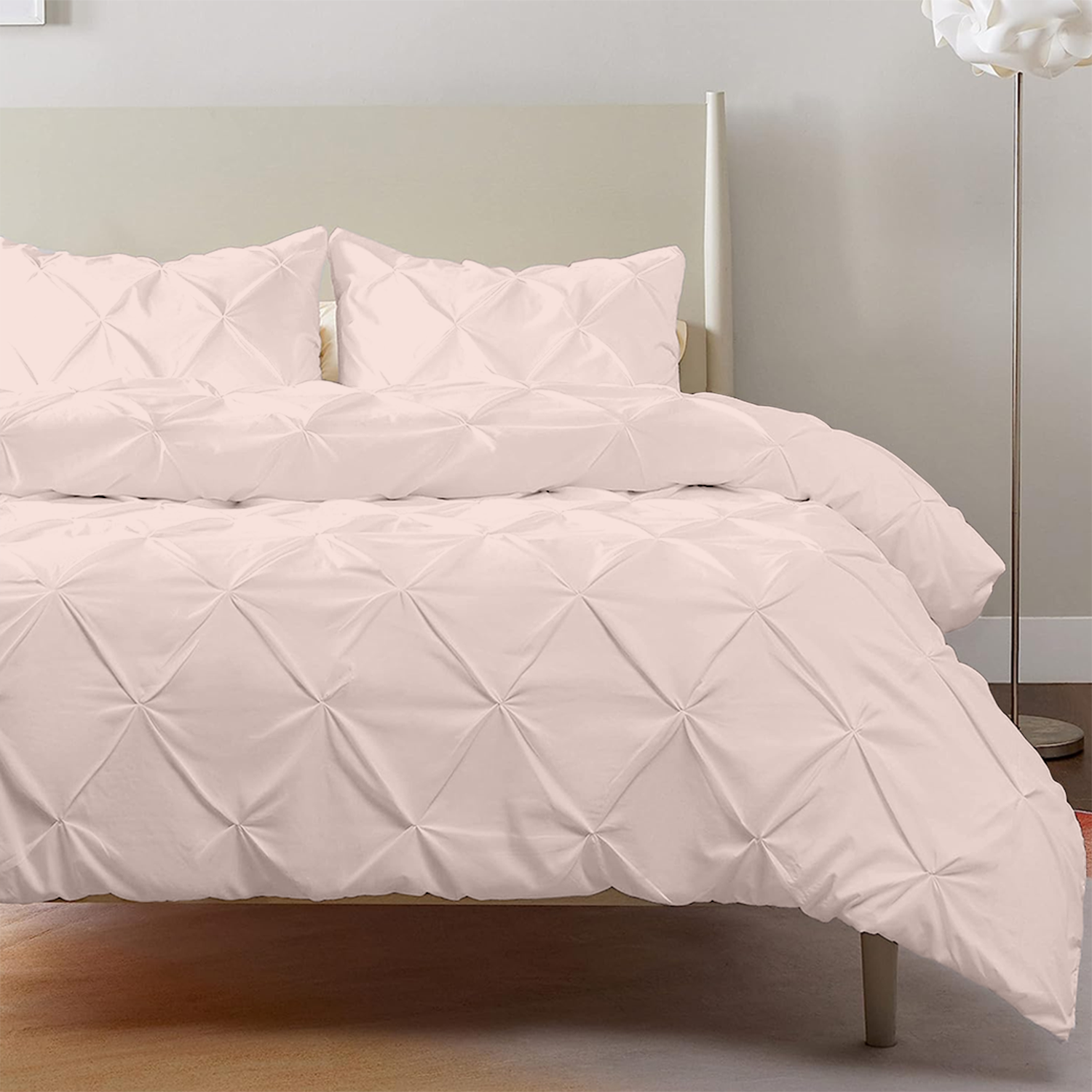 Peach Pintuck Duvet Covers