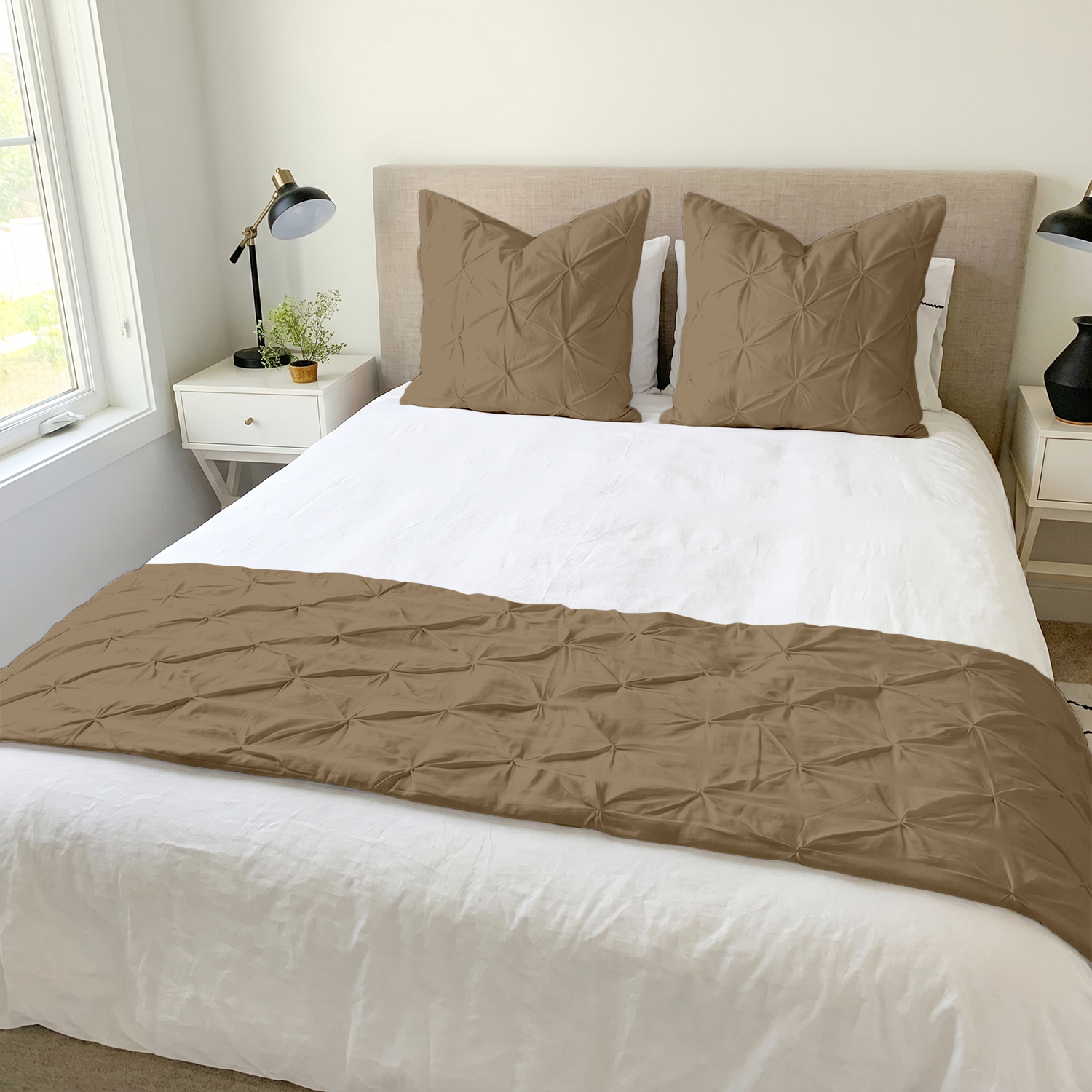 Taupe Pinch Bed Runner