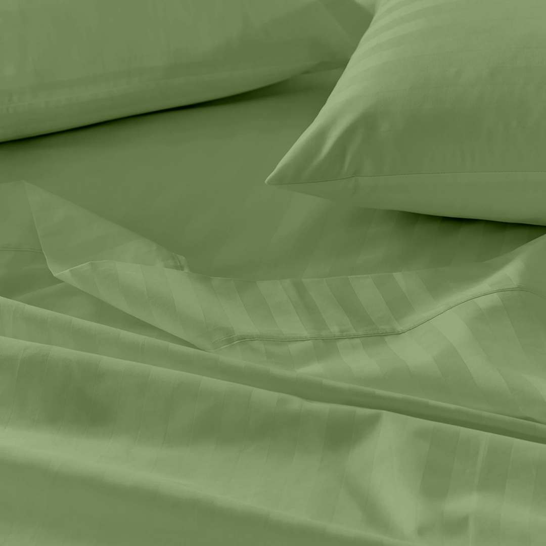 Sage Green Stripe Bed Sheet Set
