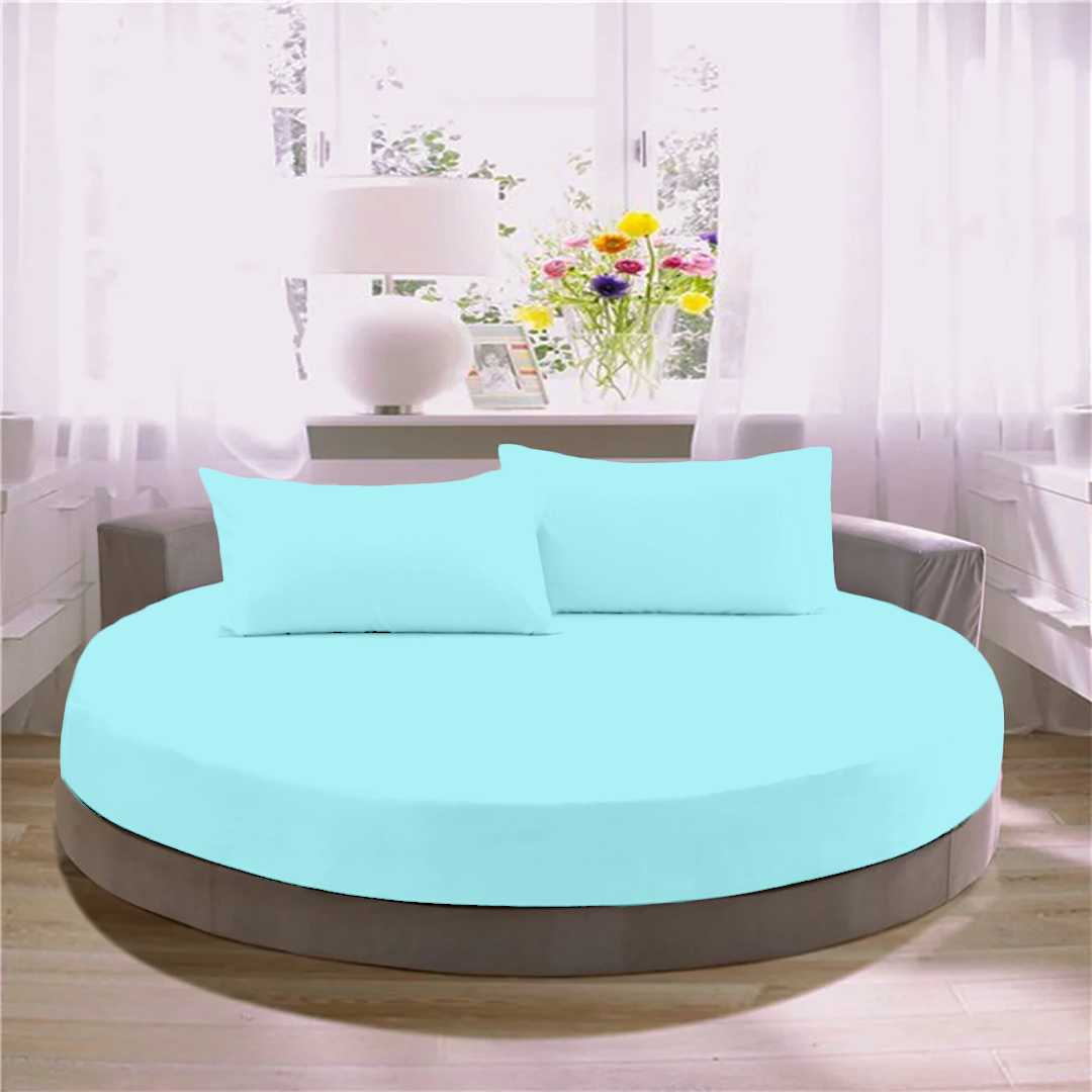 Light Blue Round Fitted Bed Sheets