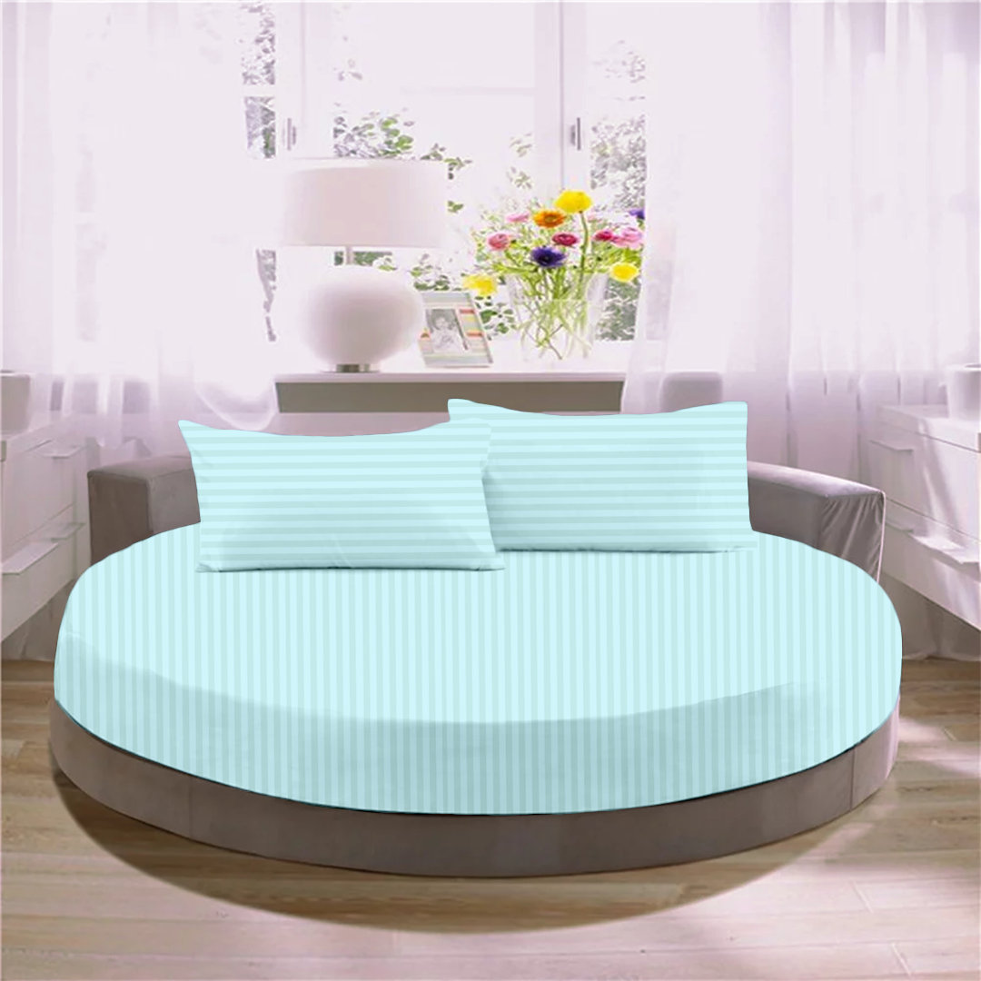Light Blue Stripe Round Fitted Bed Sheets