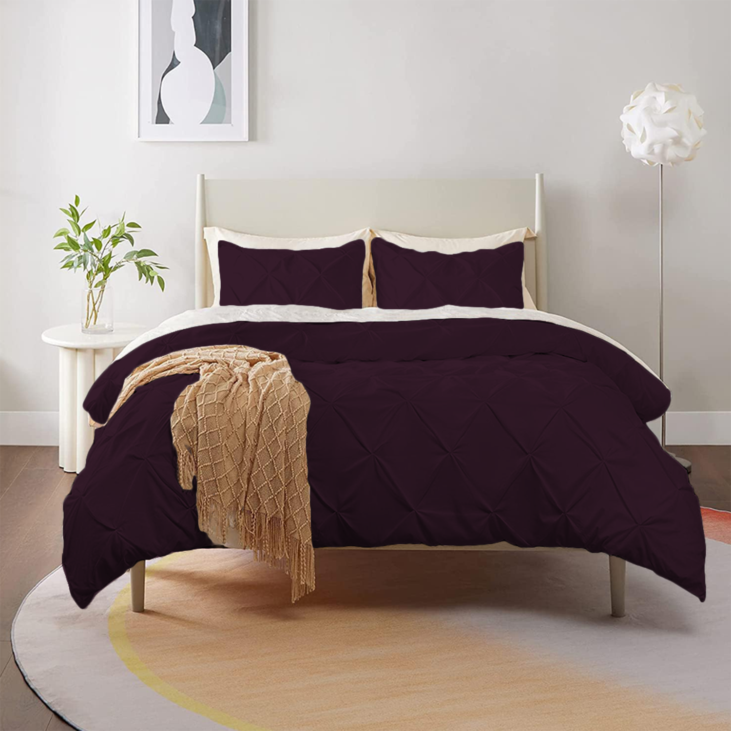 Wine Pintuck Duvet Covers