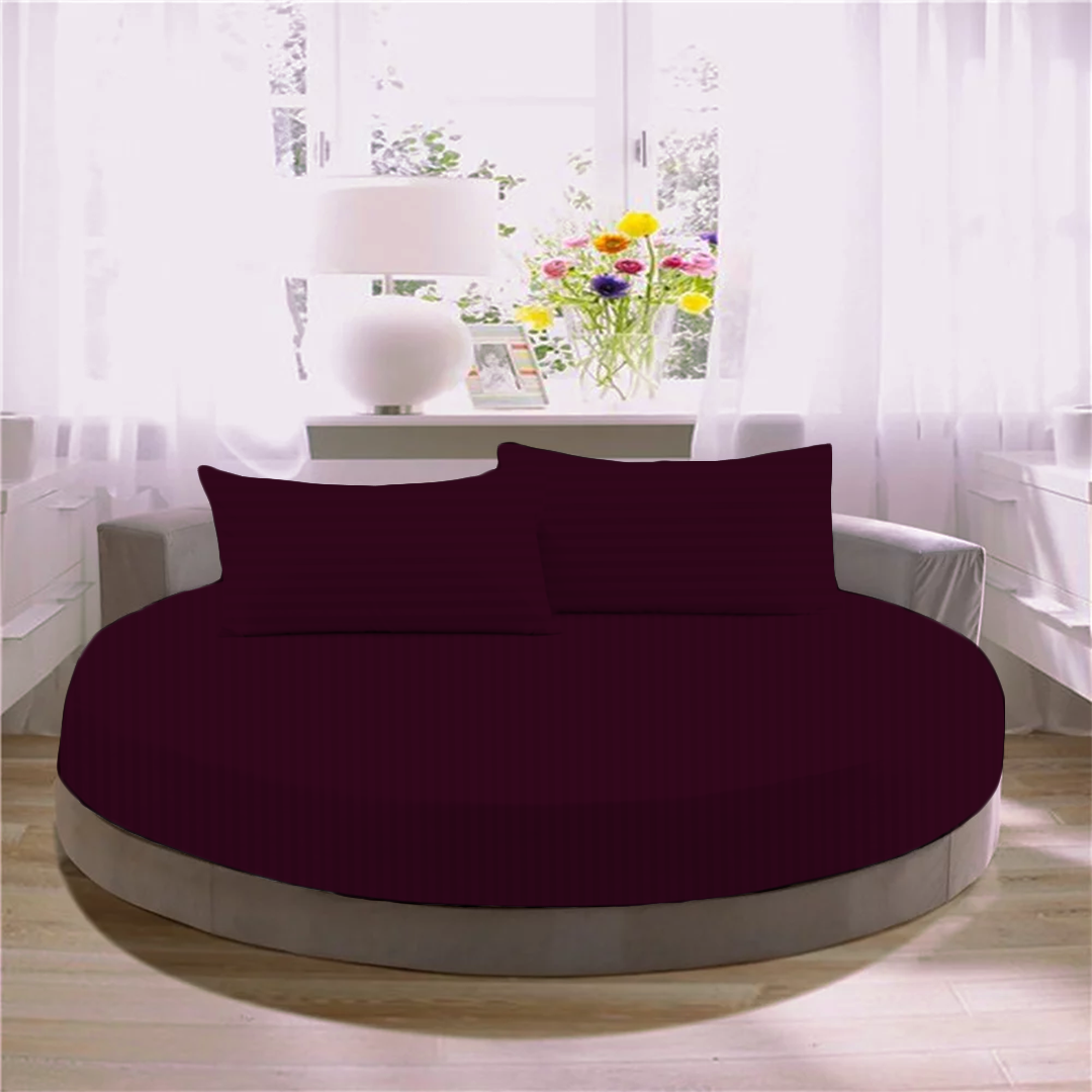 Wine Stripe Round Fitted Bed Sheets