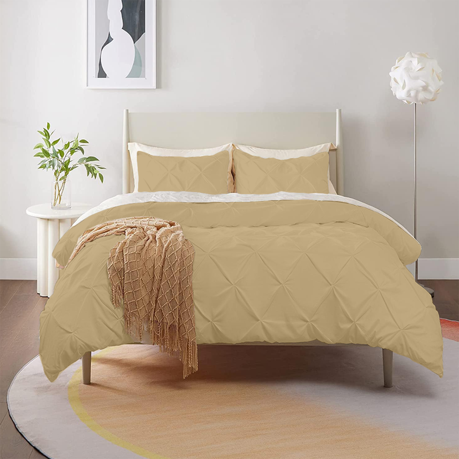 Beige Pintuck Duvet Covers