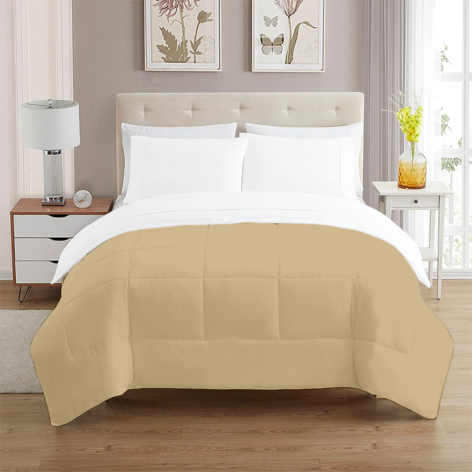 Beige and White Reversible Comforter