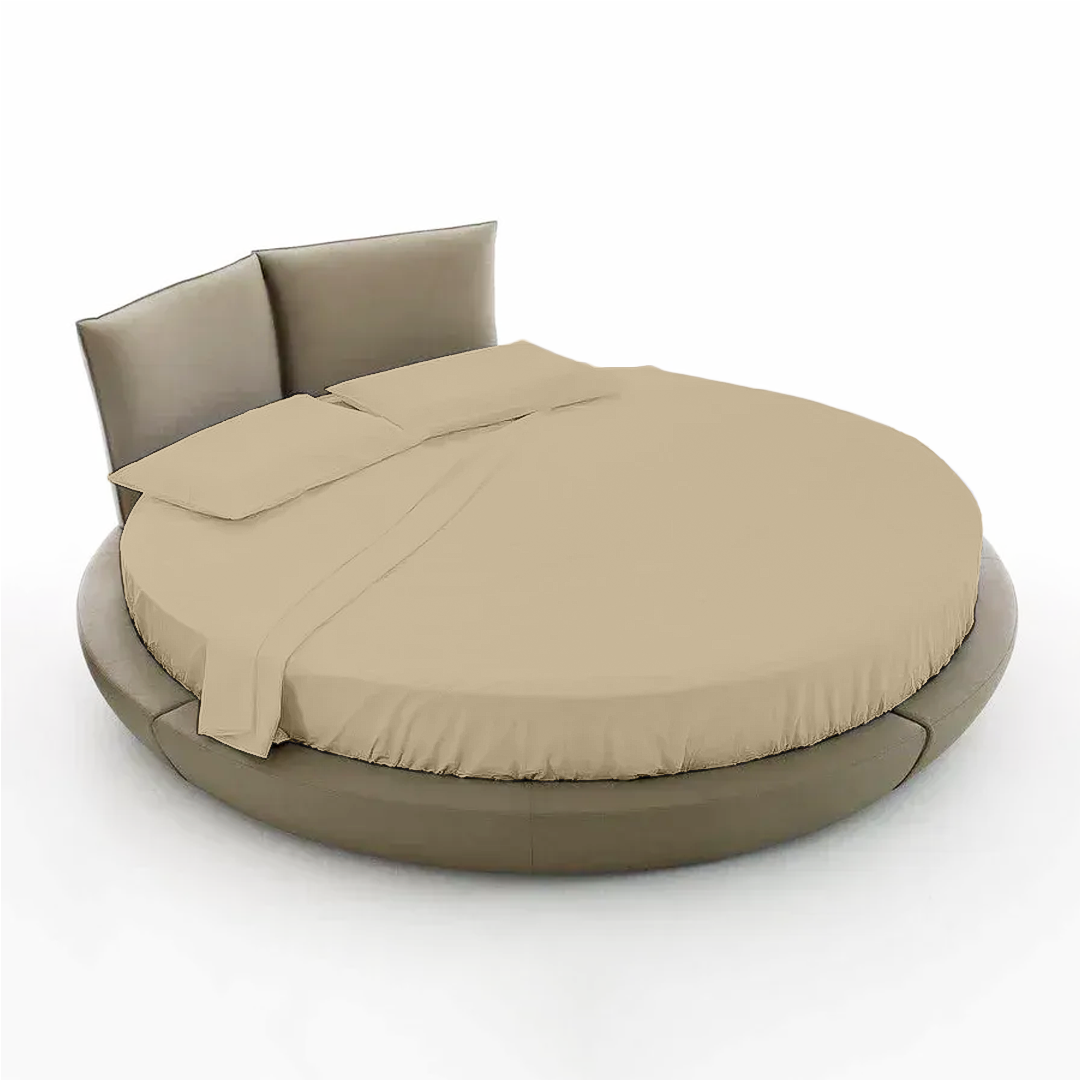 Beige Round Bed Sheets