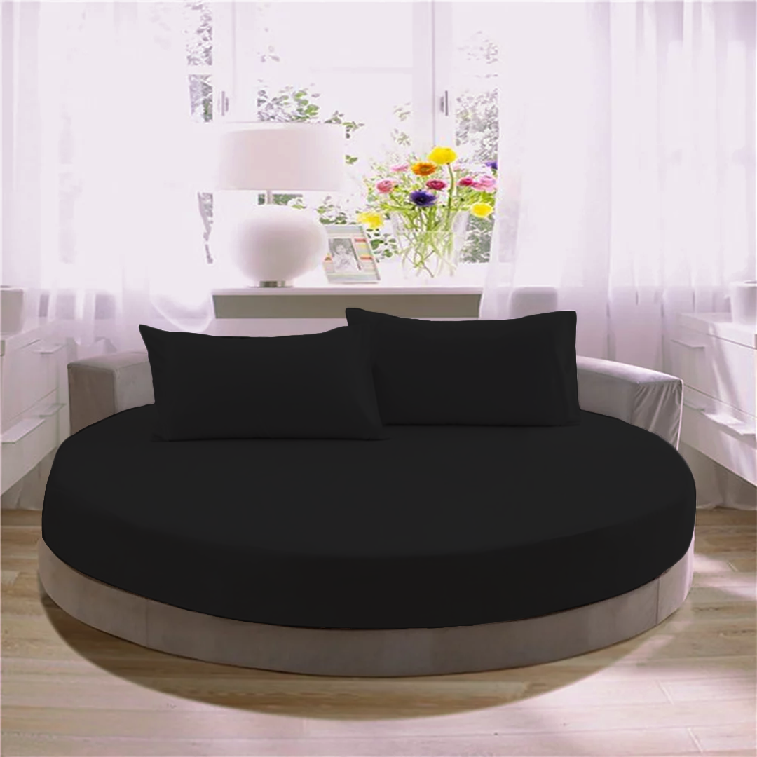 Black Round Fitted Bed Sheets