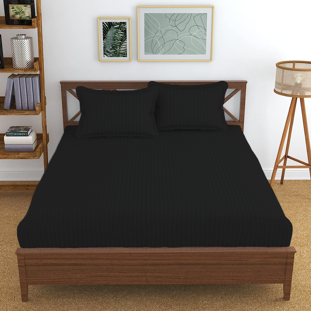 Black Stripe Fitted Bedsheet