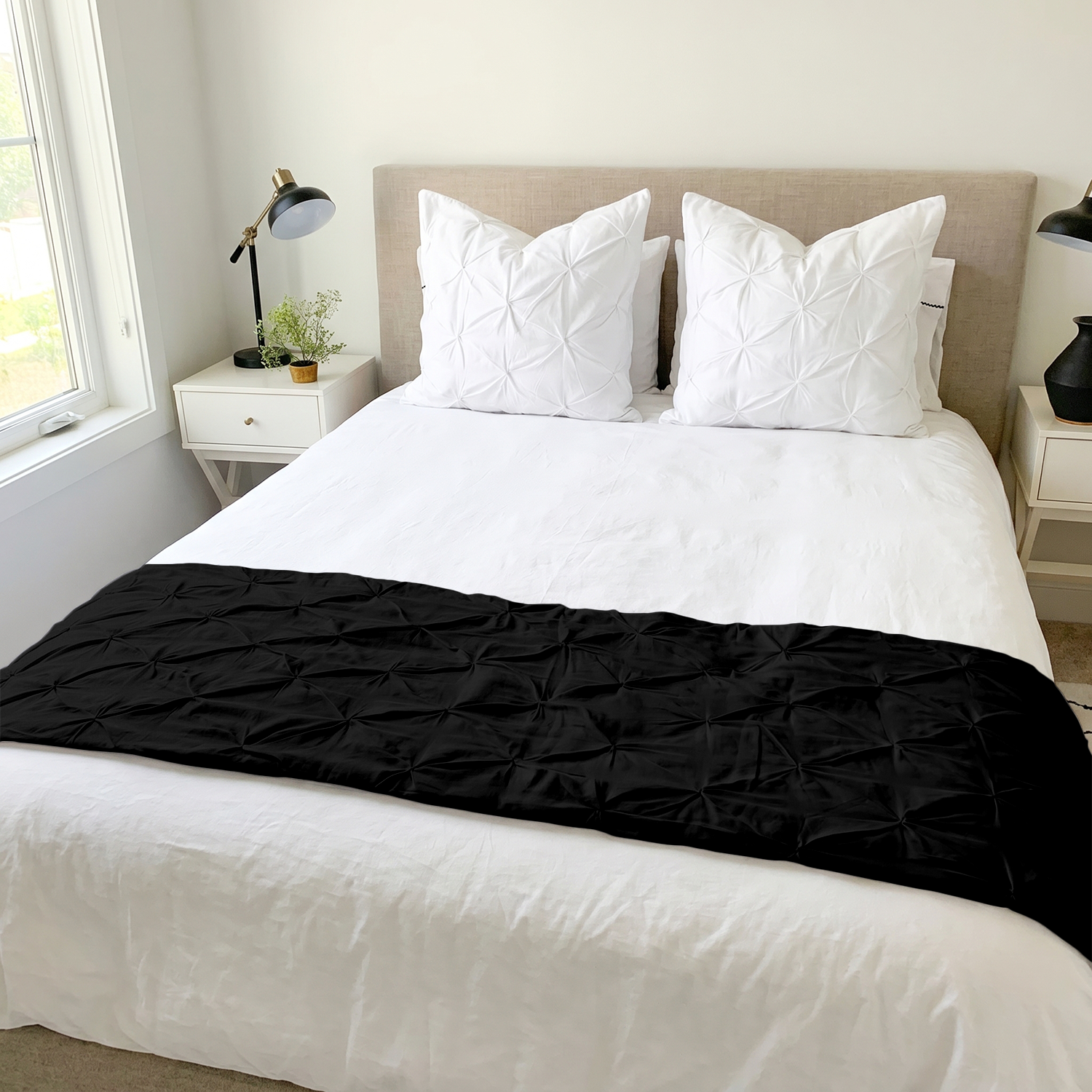 Black Pinch Bed Runner