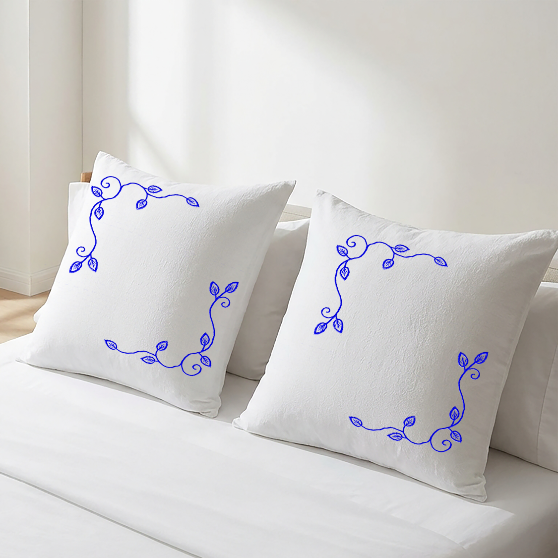 White Embroidered Cushion Covers - Pack of 2