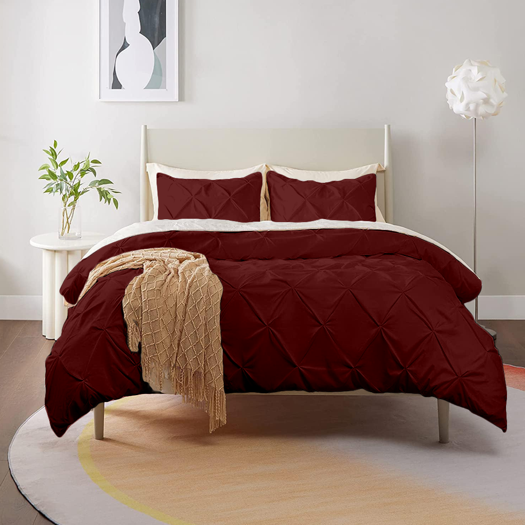Burgundy Pintuck Duvet Cover