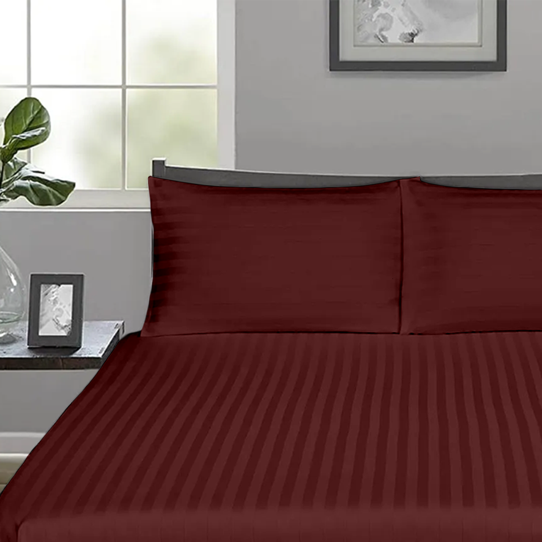 Burgundy Stripe Fitted Bedsheet