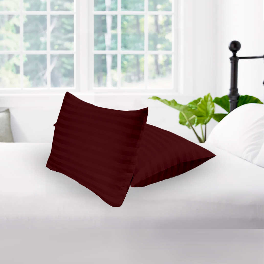 Burgundy Stripe Pillow Cover