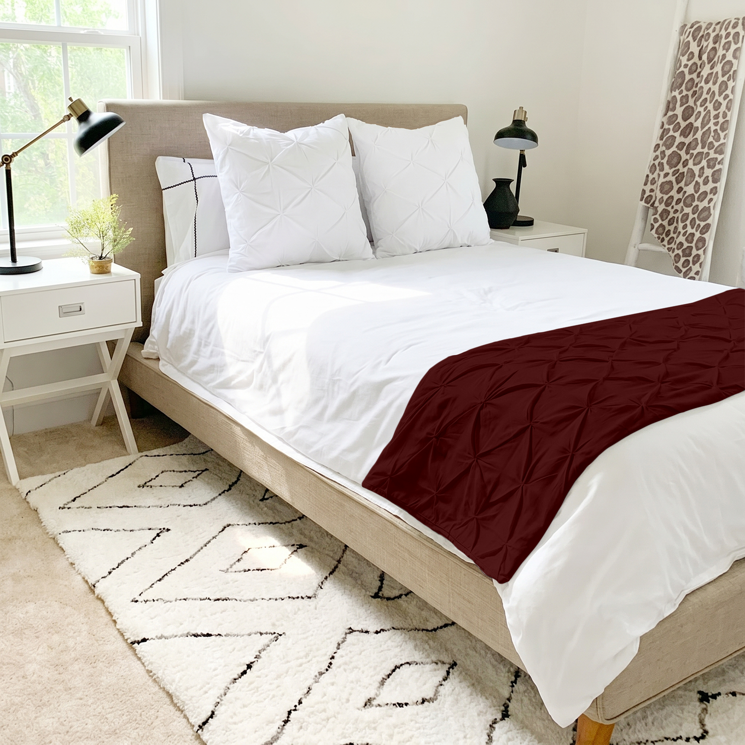Burgundy Pinch Bed Runner