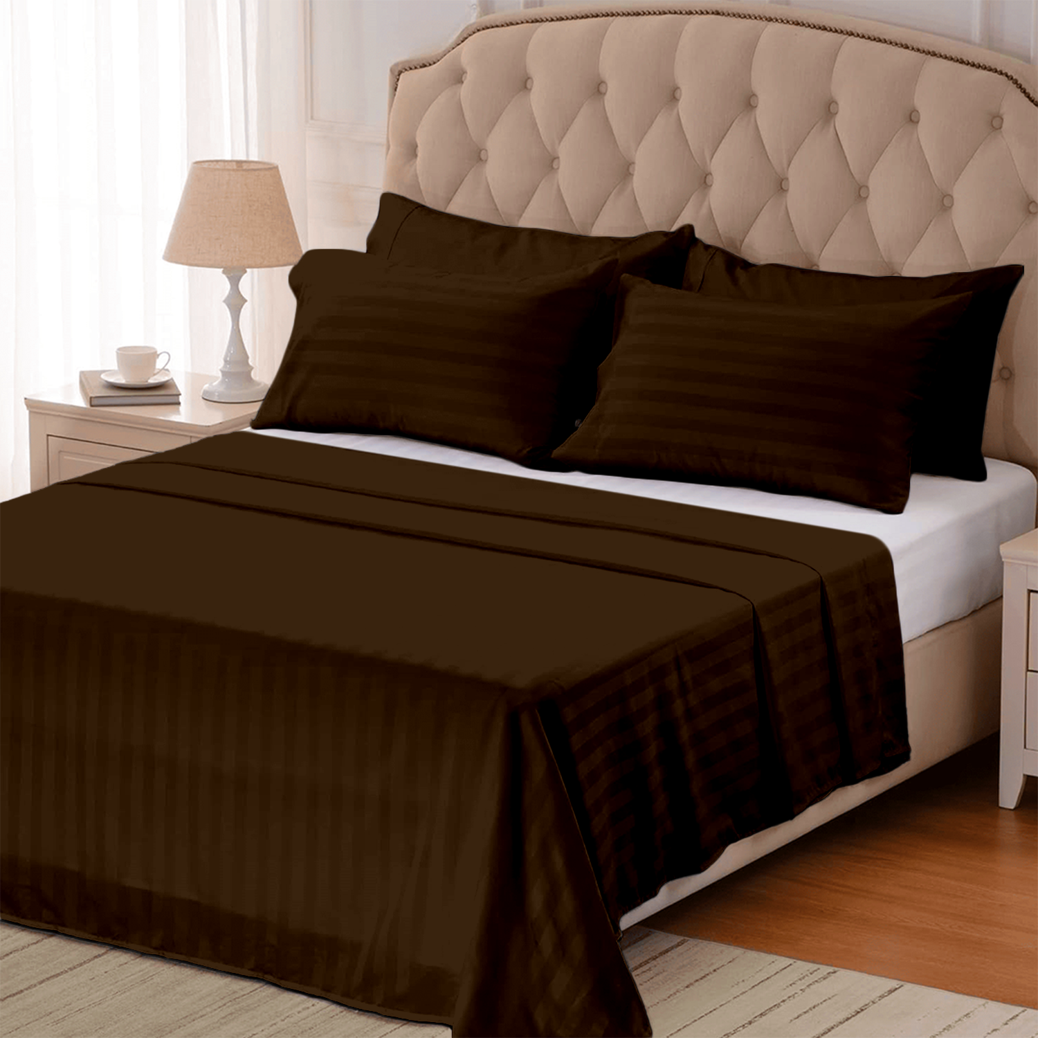 Chocolate Stripe Bed Sheets