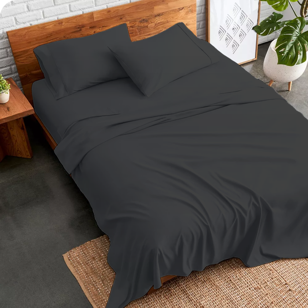 Dark Grey Bed Sheet Set