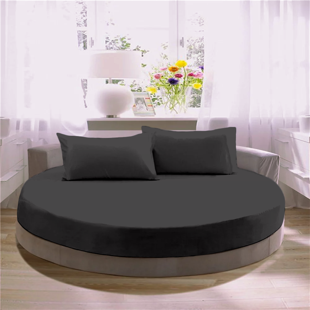 Dark Grey Round Fitted Bed Sheets
