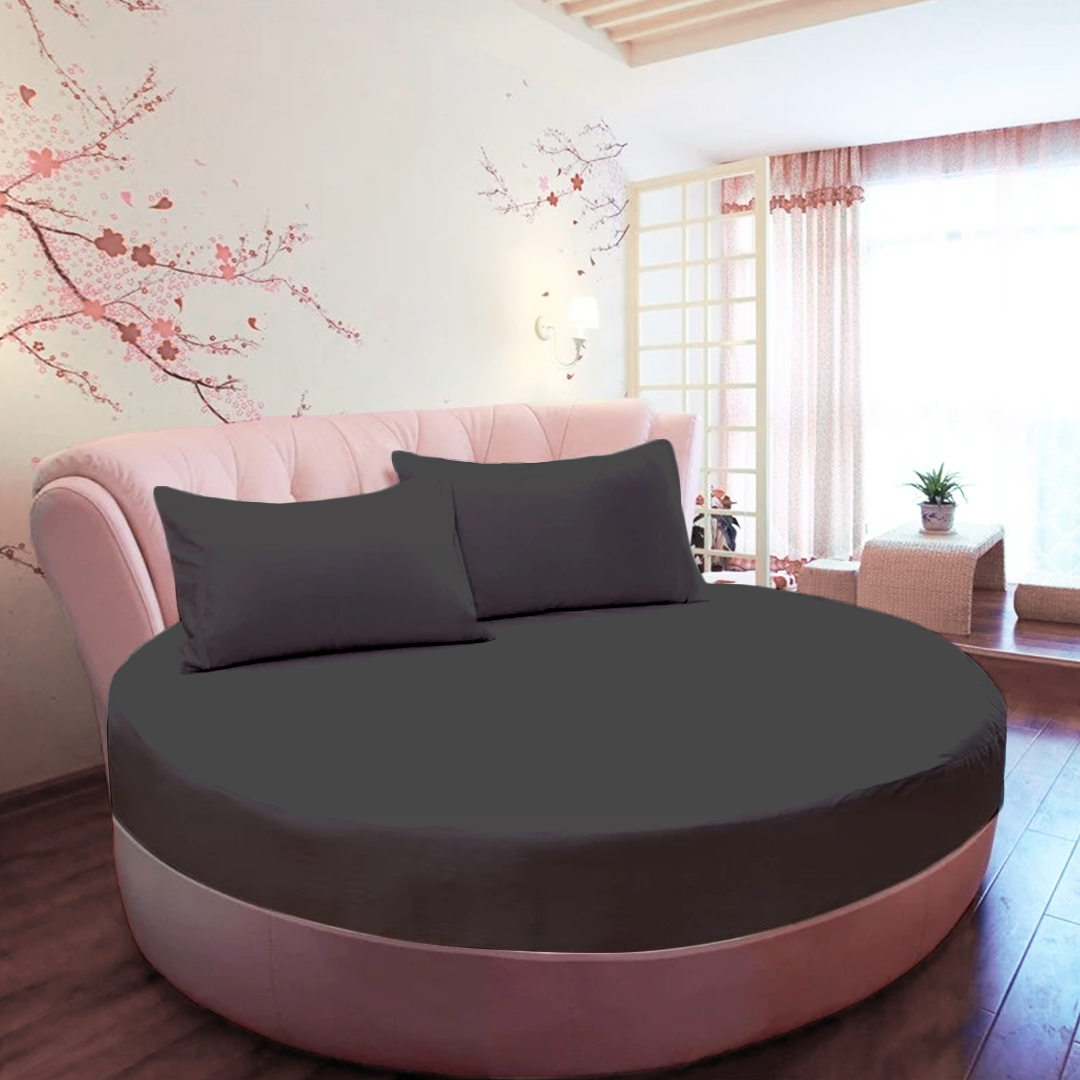 Dark Grey Round Fitted Bed Sheets