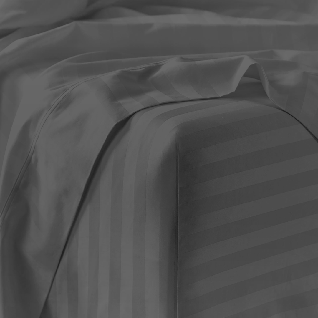 Dark Grey Stripe Bed Sheet Set