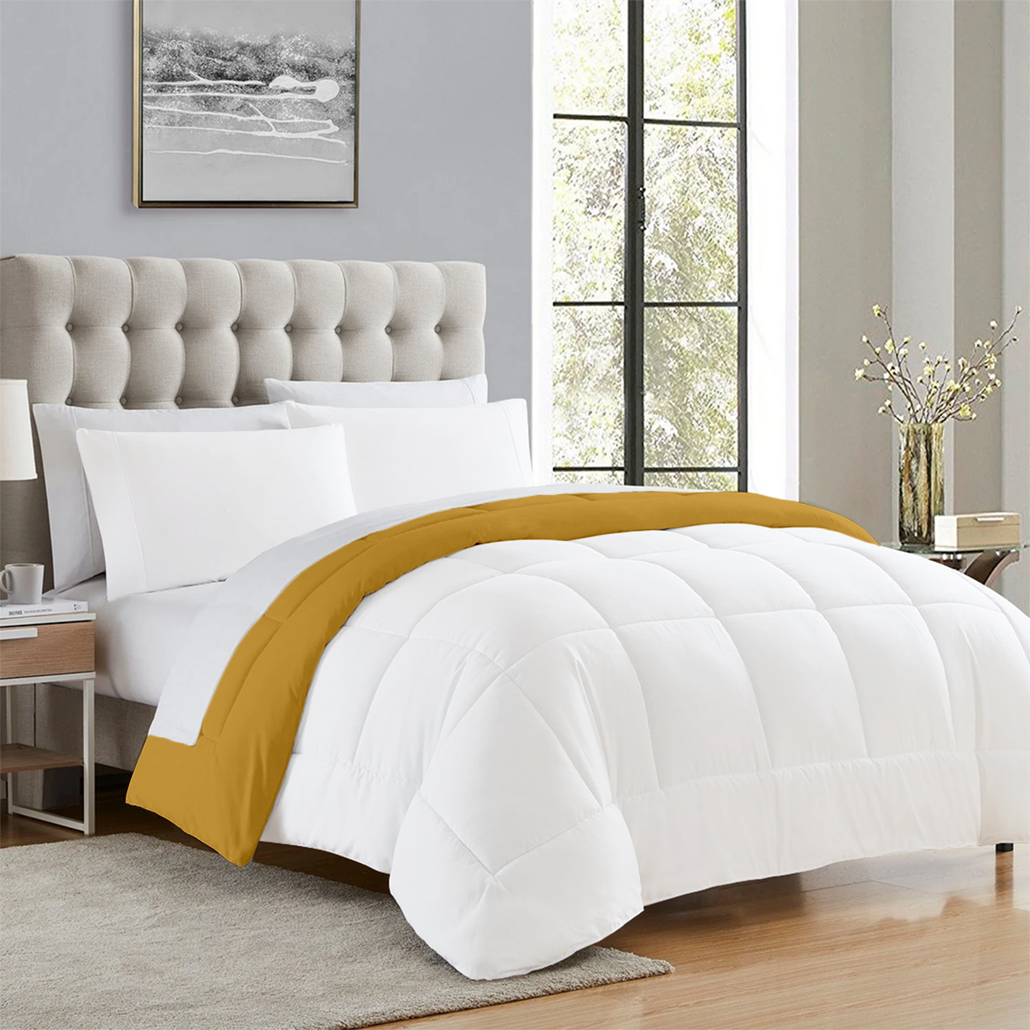 Gold and White Reversible Comforter