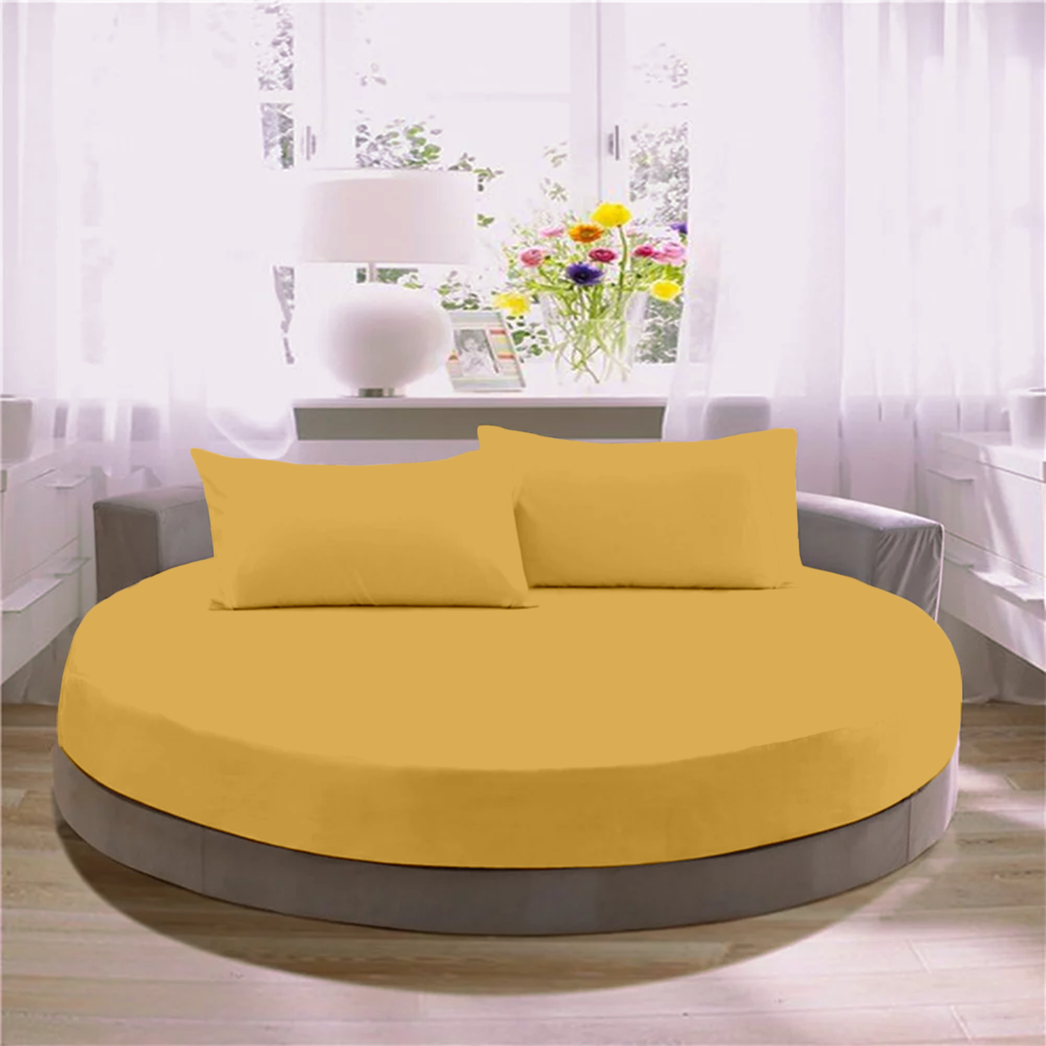 Gold Round Fitted Bed Sheets