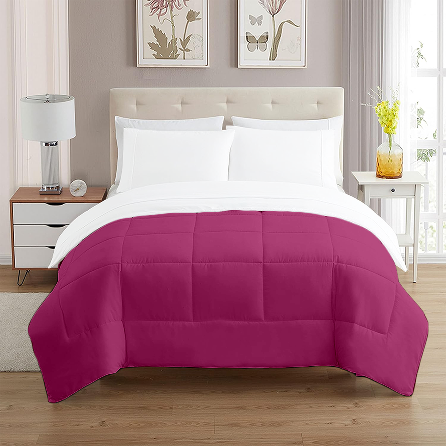 Hot Pink and White Reversible Comforter