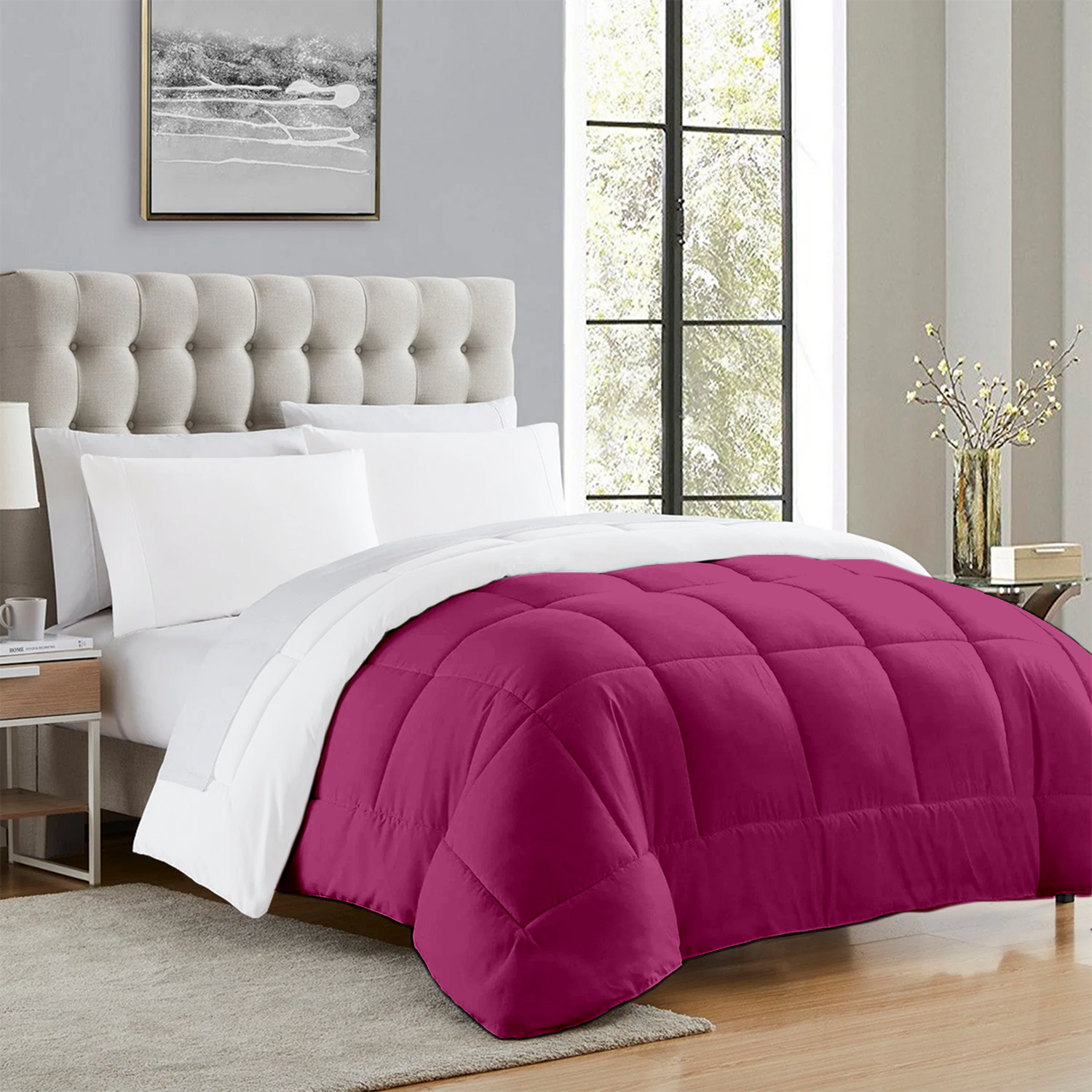 Hot Pink and White Reversible Comforter