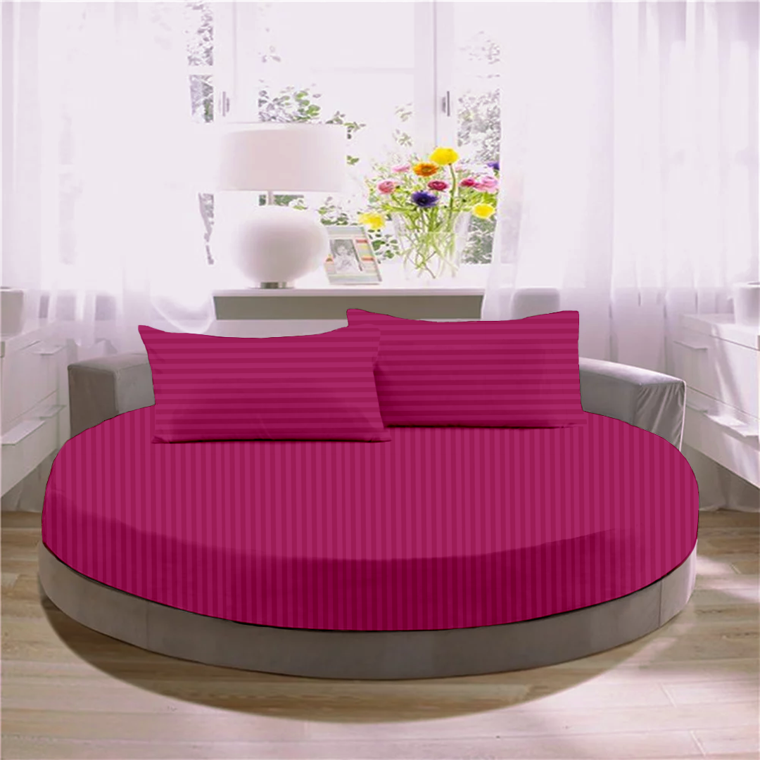Hot Pink Stripe Round Fitted Bed Sheets