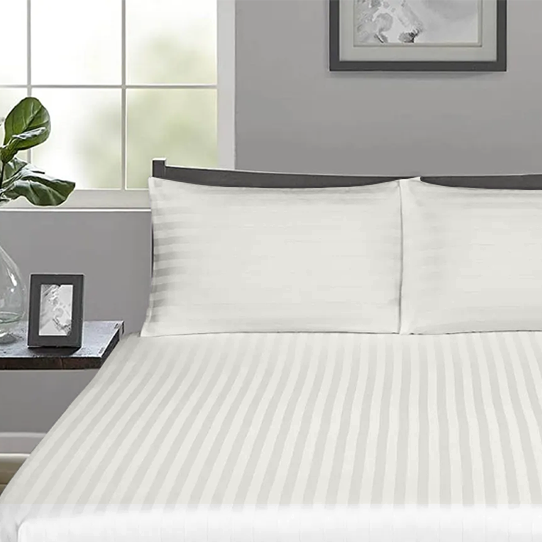 Ivory Stripe Fitted Bedsheets