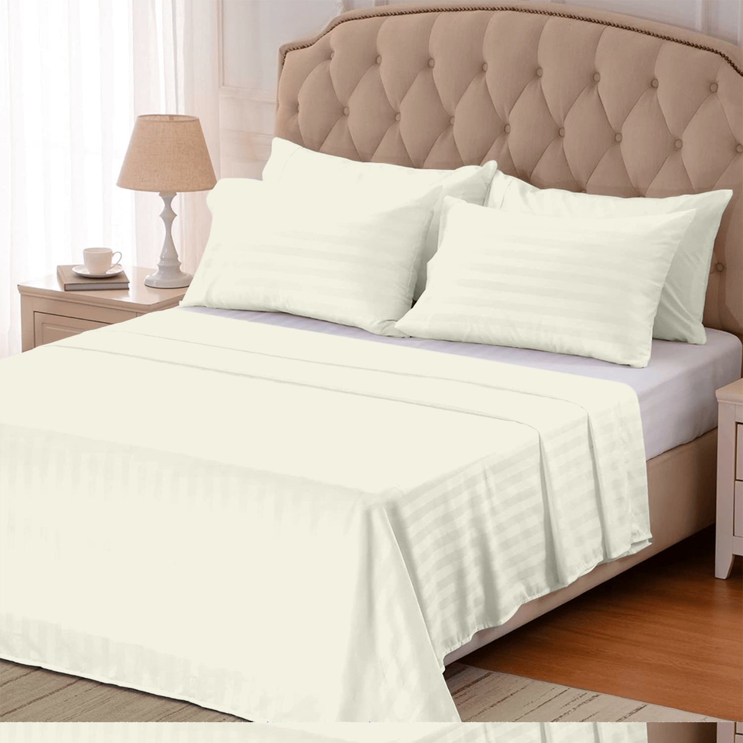 Ivory Stripe Bed Sheets