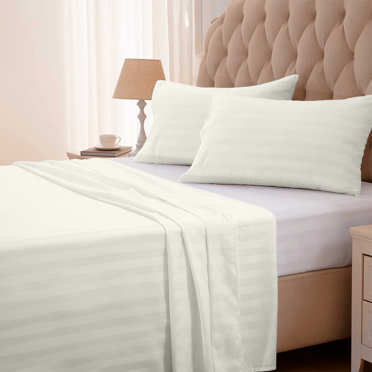 Ivory Stripe Bed Sheets