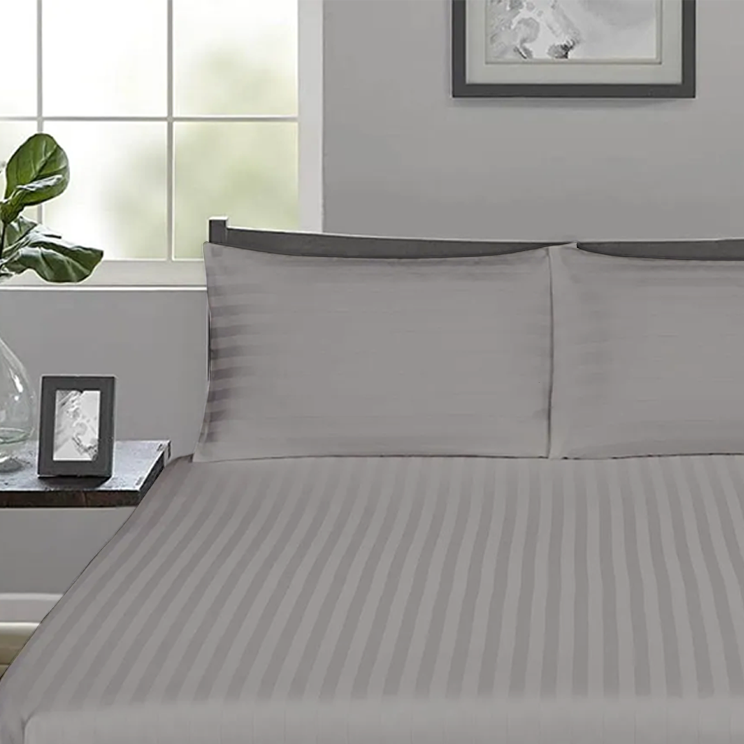 Light Grey Stripe Fitted Bedsheets