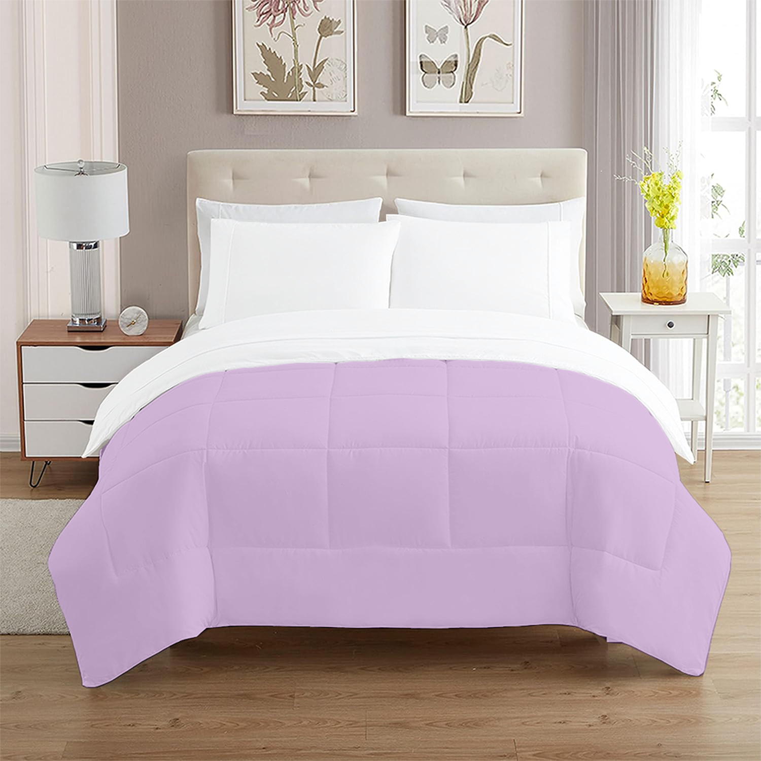 Lilac and White Reversible Comforter