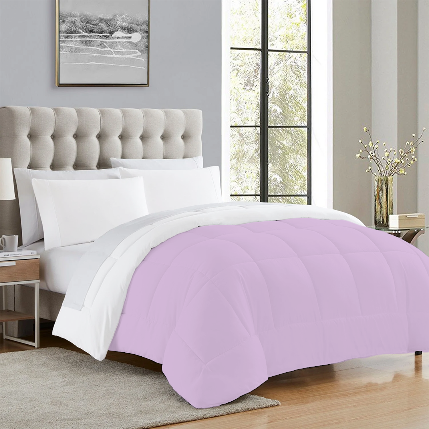 Lilac and White Reversible Comforter