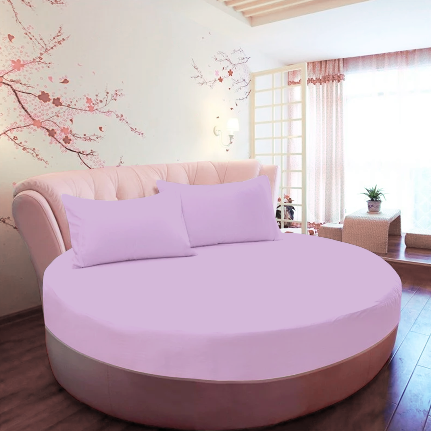 Lilac Round Fitted Bed Sheets