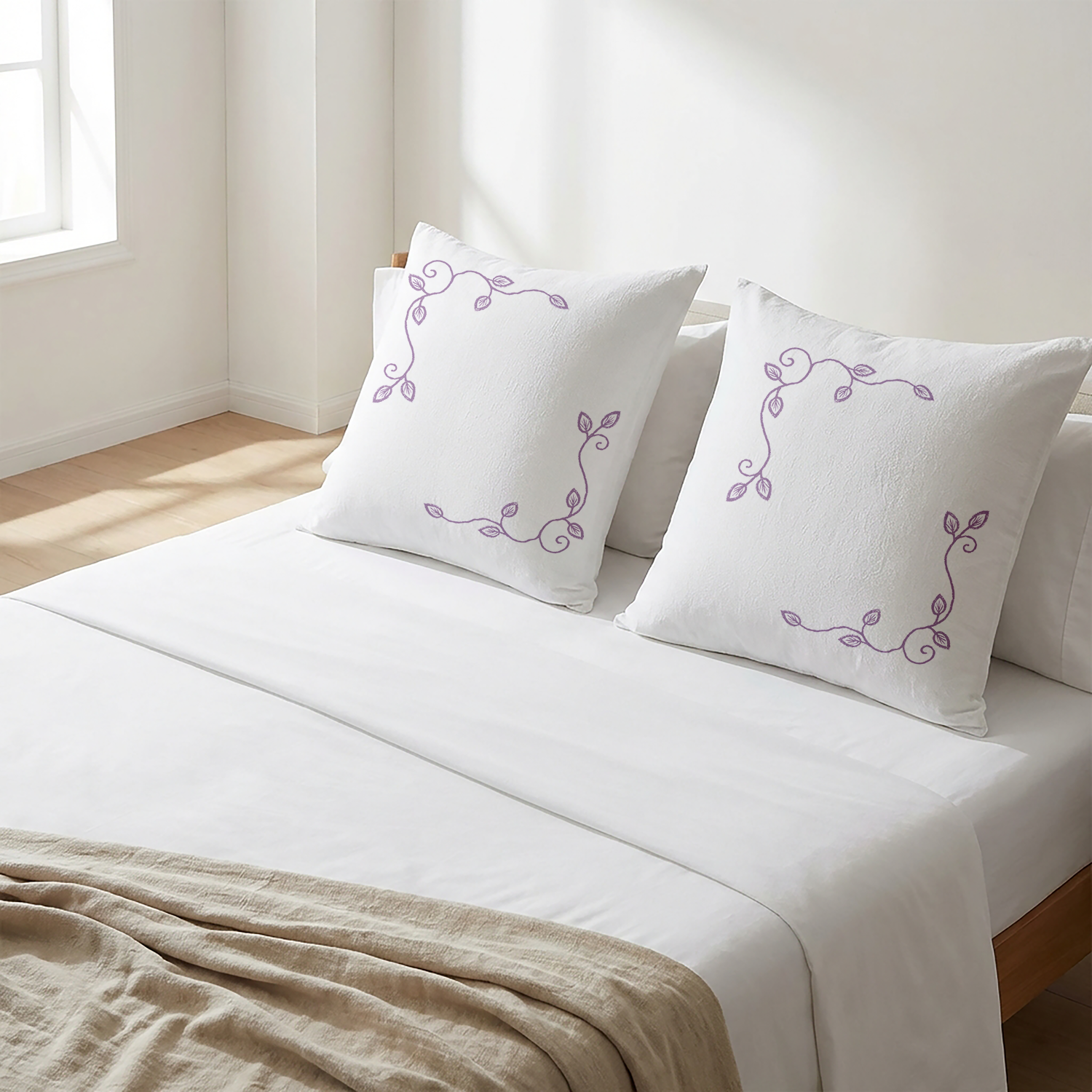 White Embroidered Cushion Covers - Pack of 2