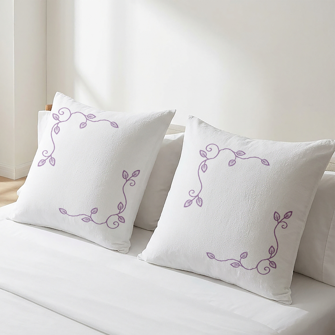 White Embroidered Cushion Covers - Pack of 2