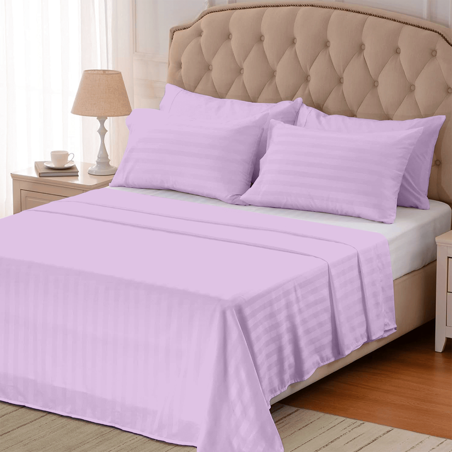 Lilac Stripe Bed Sheets