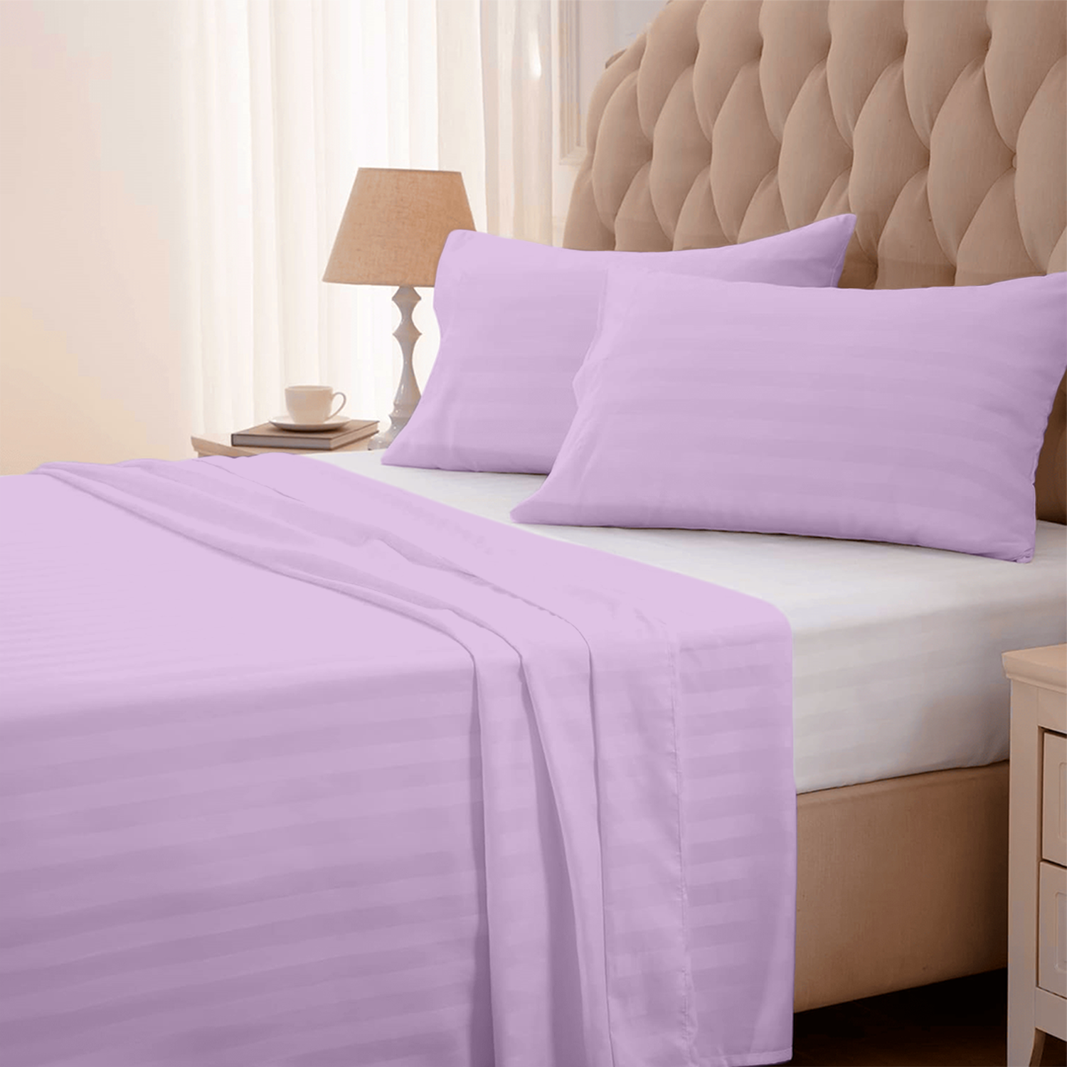 Lilac Stripe Bed Sheets