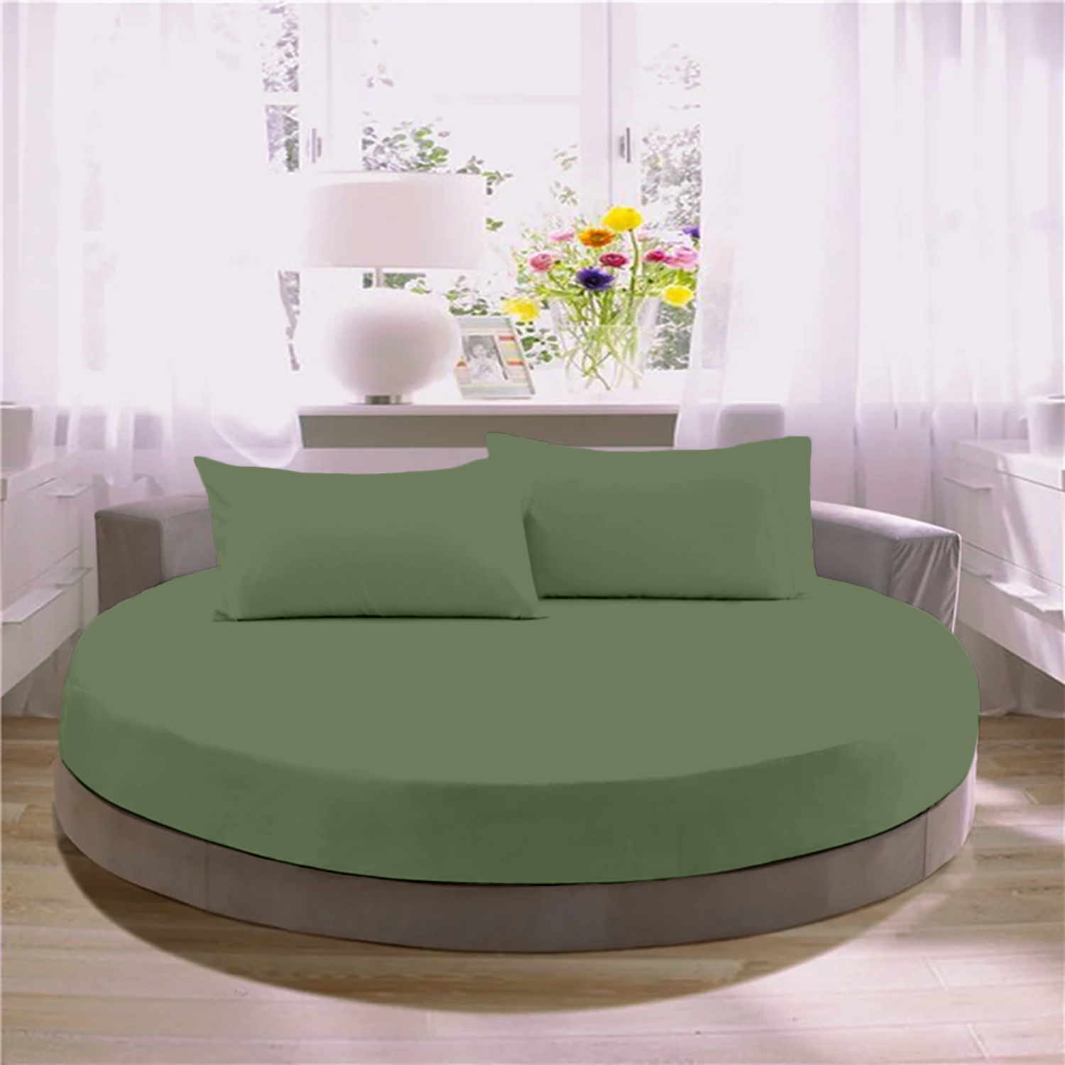 Moss Green Round Fitted Bed Sheets