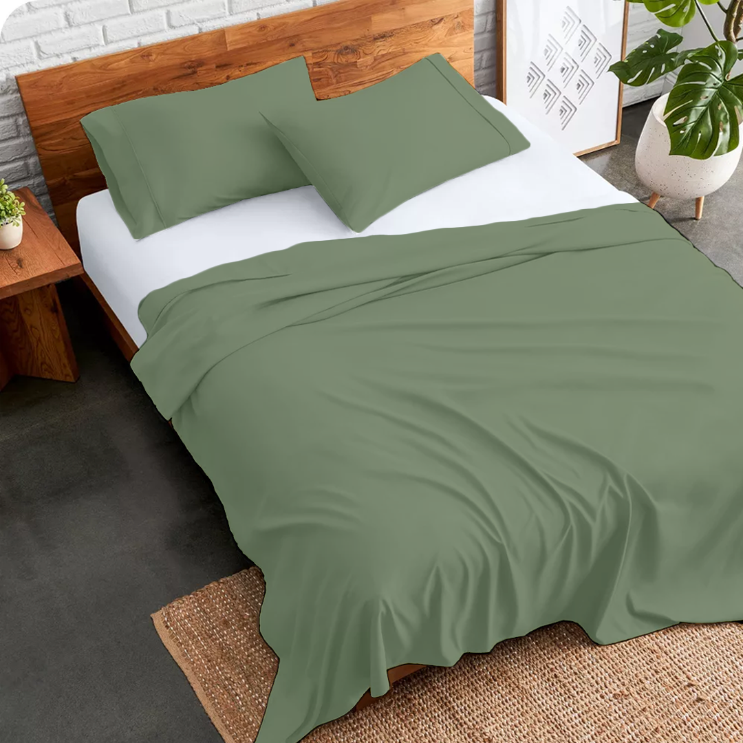 Flat Moss Green Bed Sheet