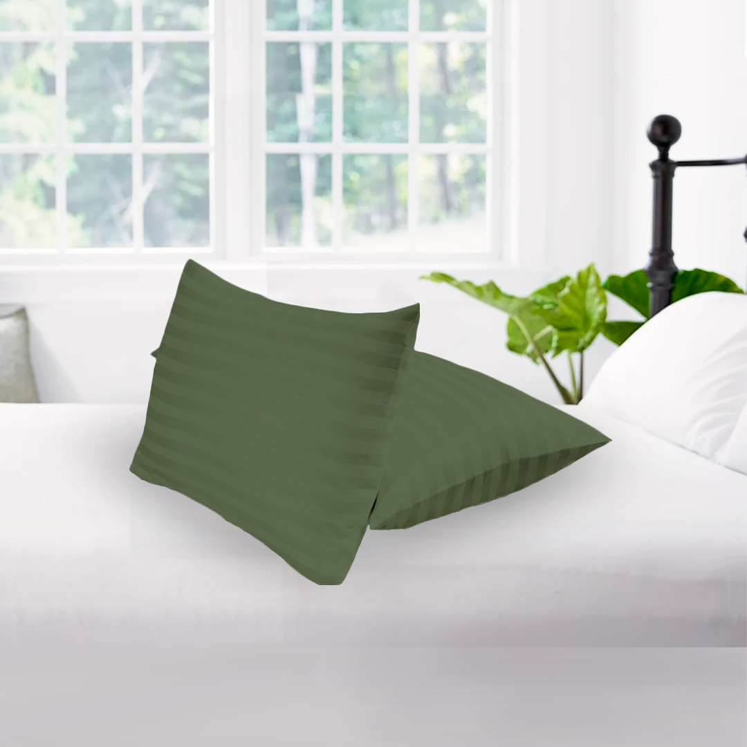 Moss Green Stripe Pillow Cover