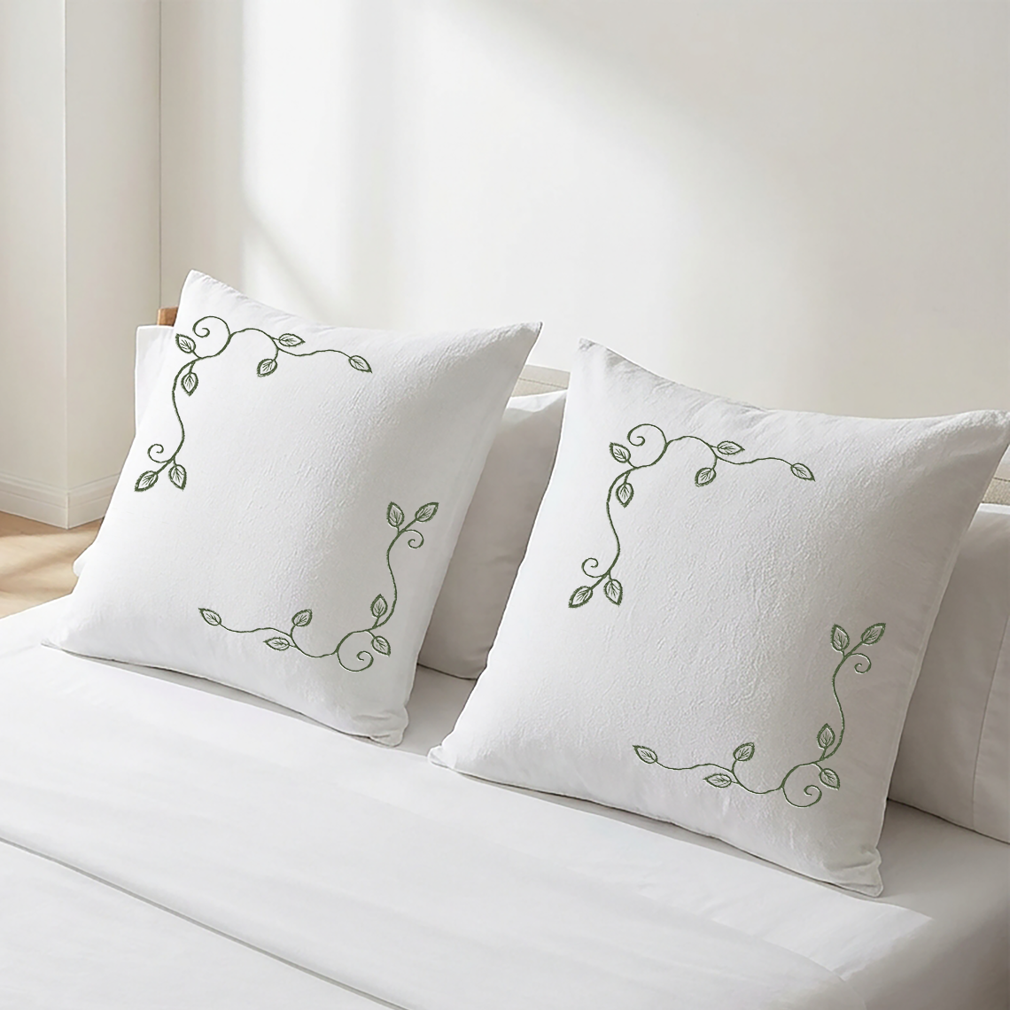 White Embroidered Cushion Covers - Pack of 2