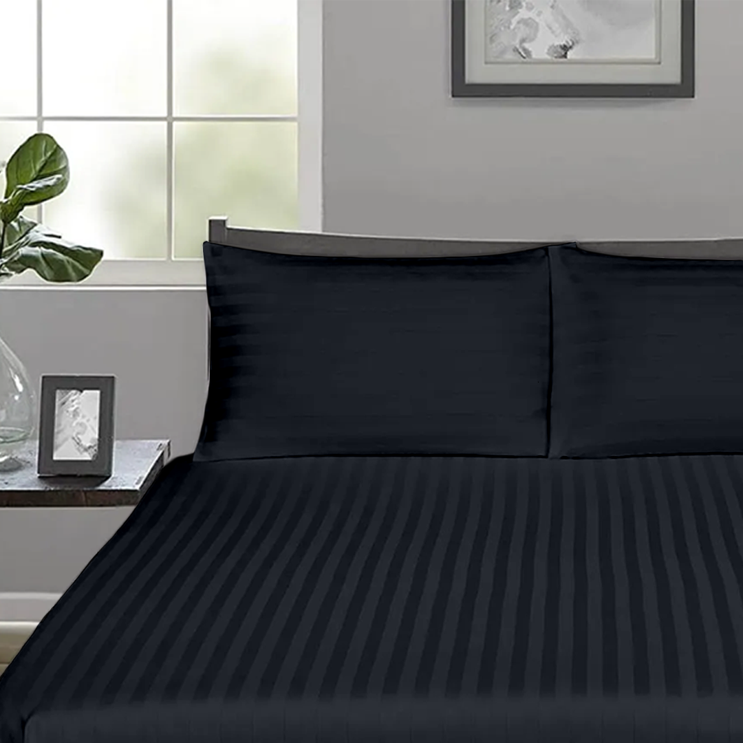 Navy Blue Stripe Fitted Bedsheets