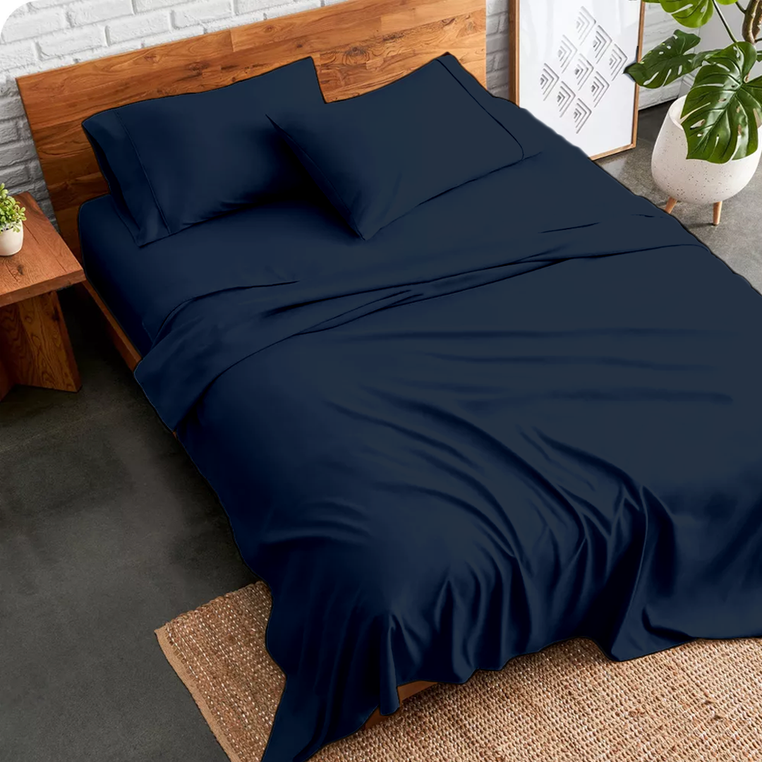 Navy Blue Bed Sheet Set