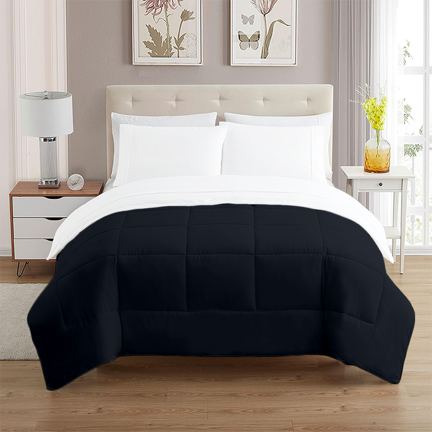 Navy Blue and White Reversible Comforter