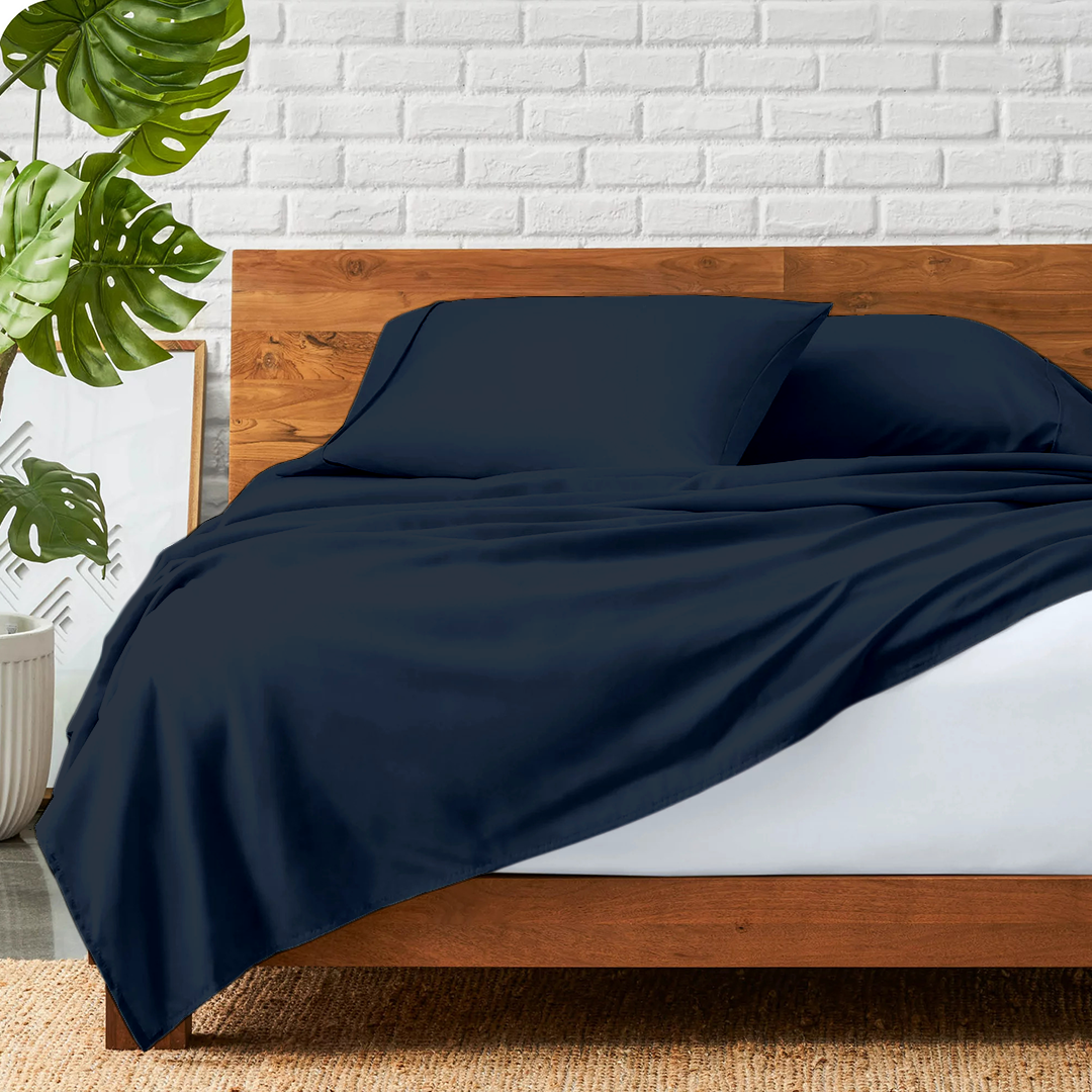 Flat Navy Blue Bed Sheet
