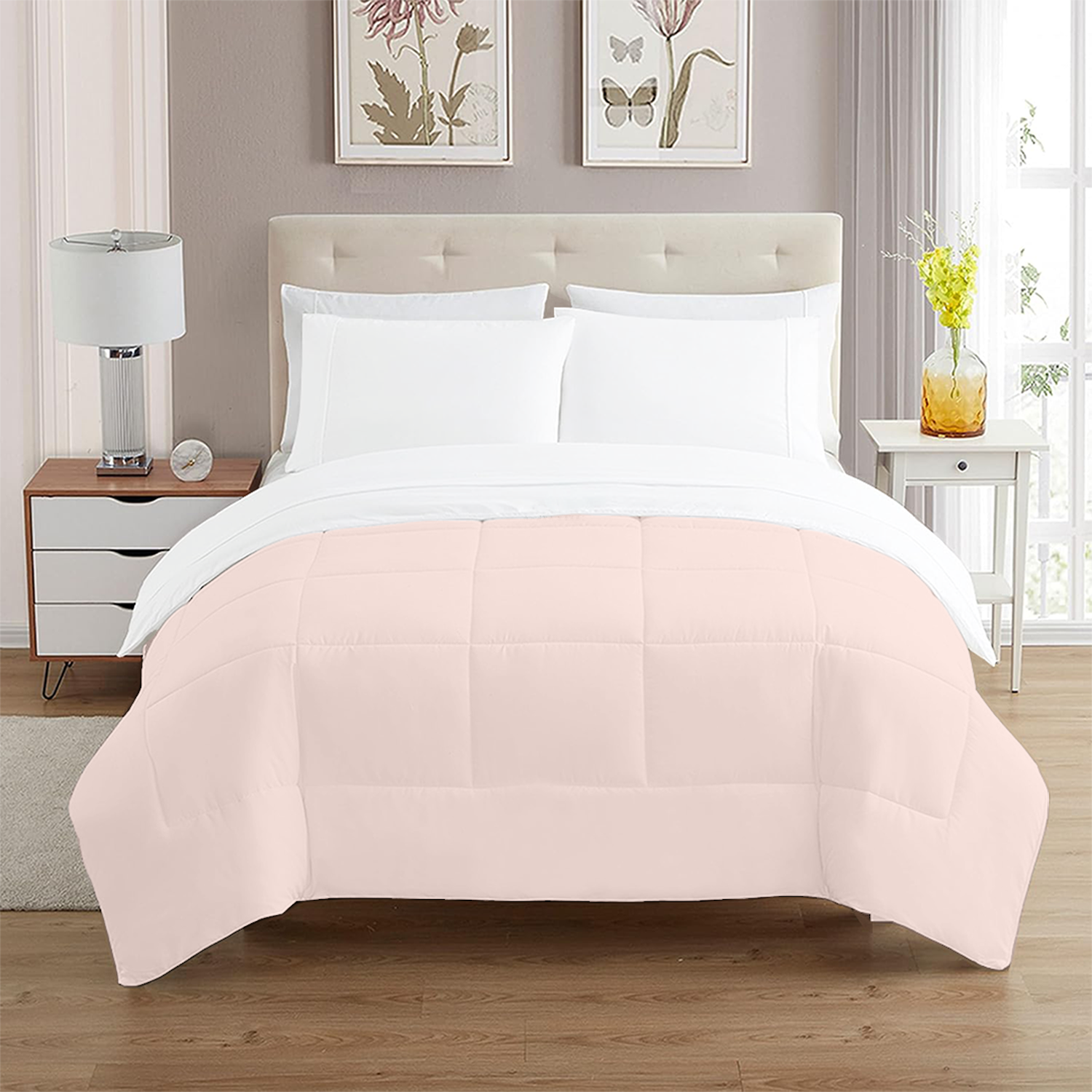 Peach and White Reversible Comforter